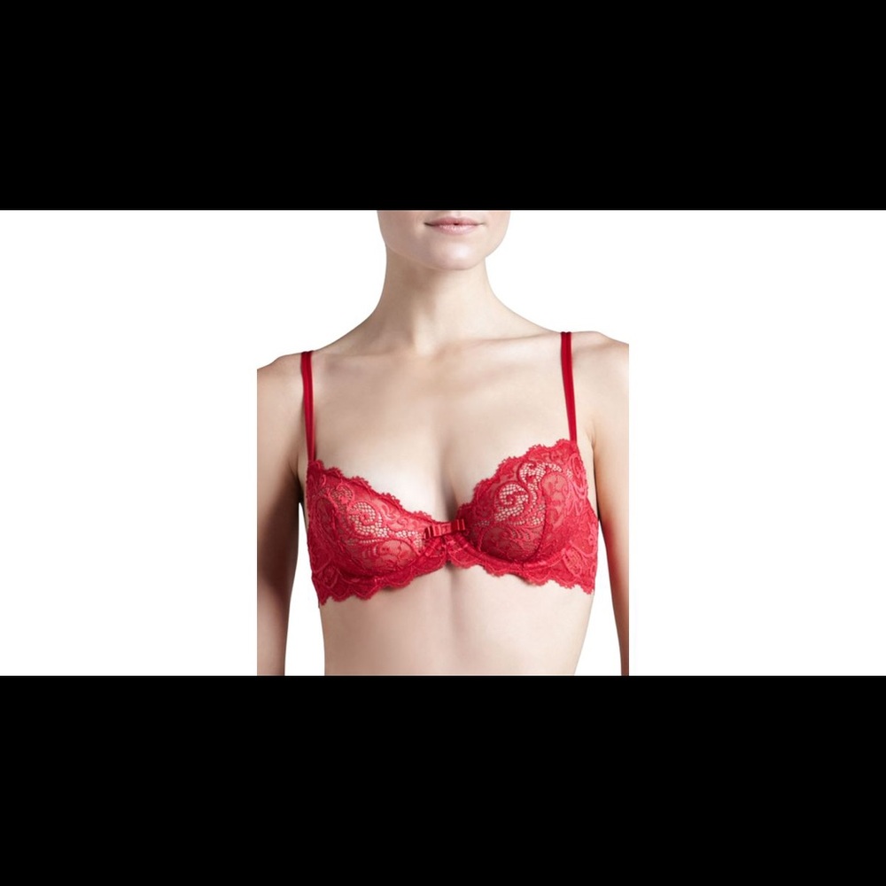 Simone Perele Celeste Red Unlined Demi Bra 34B